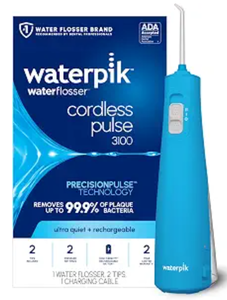 lot 18033 image: Waterpik 3100 Cordless Water Flosser with Pulsations, Blue