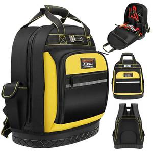 lot 1500 image: AIRAJ Heavy Duty Tool Backpack 17 Inch Tool Bag with Molded Base