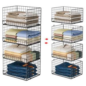 lot 1508 image: Yociyoga 4-Tier Stackable Foldable Closet Organizer Storage Shelf Black