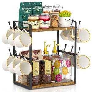 lot 1509 image: Coffee Station Organizer 2-Tier Mug Holder with 12 Hooks