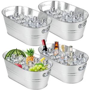 lot 1518 image: MIVIDE 4 Pack Galvanized Metal Ice Bucket 3.3 Gallon Champagne Beverage Tub