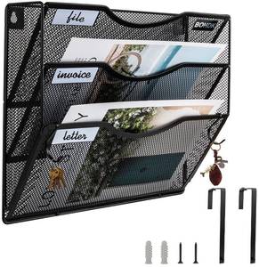 lot 1529 image: BOHDK 3 Tier Wall Door Mount File Organizer Metal Black