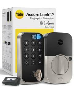 lot 1542 image: Yale Z-Wave Smart Lock Deadbolt, Keypad & Fingerprint Access, Keyless Entry  Retail $229.99