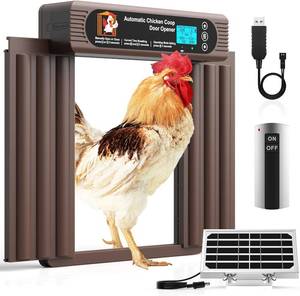 lot 1550 image: Sun Energise Solar Automatic Chicken Coop Door Large Anti-Pinch Timer Remote