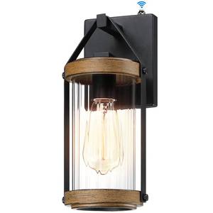 lot 1571 image: LONEDRUID Outdoor Wall Sconce Dusk to Dawn Sensor Wood Grain E26 100W