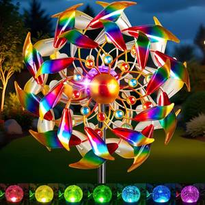 lot 1572 image: Qualdout Solar Wind Spinner 4-Tier Metal 54 Inch Garden Decor