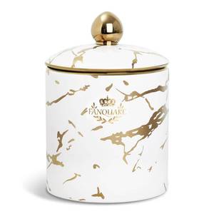 lot 1580 image: Fanquare Vintage Porcelain Canister Jar 30 Oz White and Gold