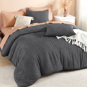 lot 1592 image: Litanika King Size Tufted Boho Comforter Set 3 Piece Dark Grey
