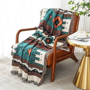 lot 2002 image: Homesy Aztec Throw Blanket Native Southwestern 51x63 Green