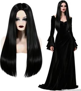 lot 2024 image: ASINWIN Gothic Long Straight Center Part Black Wig for Women