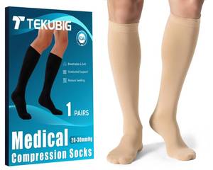 lot 2070 image: Tekubig Knee High Compression Socks 20-30 mmHg Graduated Nude