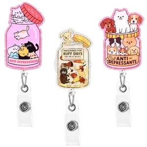lot 2080 image: Toplusesse 3 Pack Funny Cat Retractable Badge Reel Clip ID Holder