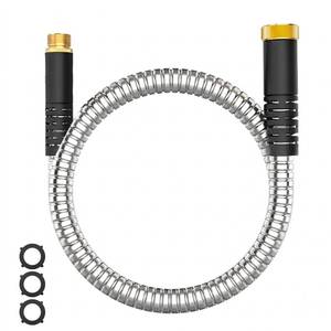 lot 2105 image: Lefree 3 FT Short Stainless Steel Garden Hose 34 In FHT to MHT Lead-In