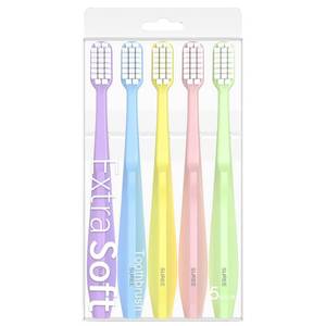 lot 2110 image: SUREE Extra Soft Toothbrush for Adults 5 Pack Assorted Colors