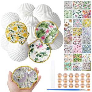 lot 2112 image: Halloscume Scallop Shells for Crafts 12 Pcs 4-5 Inch Decoupage Kit Vivid Blooms