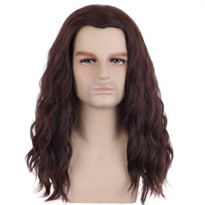 lot 2378 image: PATTNIUM Mens Brown Long Wavy Shoulder Length Synthetic Wig Heat Resistant