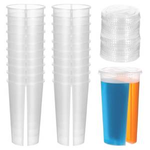 lot 2379 image: Homoyoyo Heart Shaped Split Disposable Plastic Cups with Lids 20 Pcs