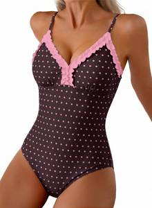 lot 2390 image: Aleumdr Womens One Piece Swimsuit Push Up Retro Brown Large