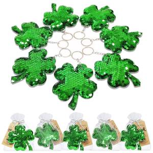 lot 2394 image: CiciBear Four Leaf Clover Sequin Keychain Set 60 Pack with Tags and Gift Bags