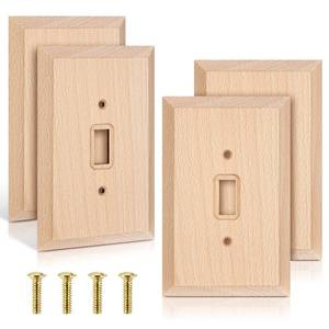 lot 2395 image: DoubleFill Unfinished Wood Light Switch Cover 4 Pcs Single Toggle 5.51 x 3.5 in