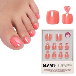 lot 2404 image: Glamnetic Press On Toenails Natural Glazed Coral 32 Pc Kit