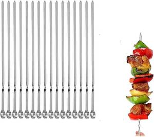 lot 2406 image: MOCUMEI Stainless Steel Grilling Skewers 14 Inch Flat Kabob 16 Pack