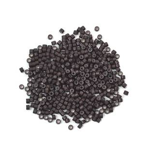 lot 2407 image: YTBYT Silicone Lined Micro Link Beads 0.157 in Hair Extensions Dark Brown 200 Pcs
