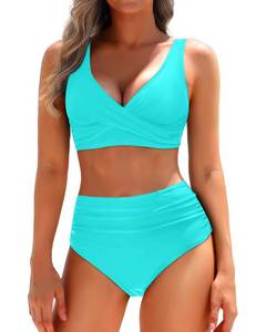lot 2411 image: Yonique Womens Two Piece High Waisted Tummy Control Bikini Set
