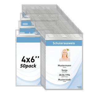 lot 2429 image: Mositear Clear ID Badge Holders 4 x 6 Inch Pack of 50