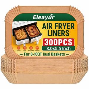 lot 2431 image: Eleayur Air Fryer Liners 300 Pcs 8 x 5.5 Inch Rectangle Parchment Paper