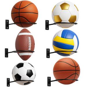 lot 2435 image: Threan Metal Basketball Holder Wall Mount 6 Pack 5.3 Inch Ball Rack
