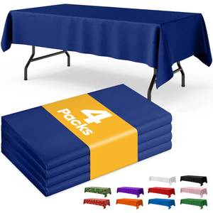 lot 2452 image: Niuara Navy Blue Plastic Disposable Table Cloth 4 Pack 54 x 108 In