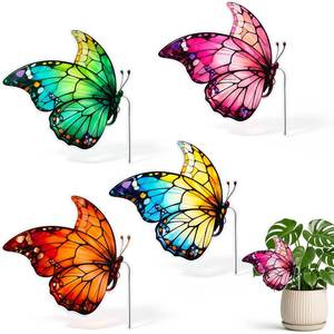 lot 2477 image: Mifoci Butterfly Plant Stakes 4 Pcs 4.72 in Acrylic Garden Decor