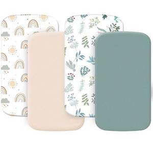 lot 2479 image: Haleeone 4 Pack Bassinet Fitted Sheets 21 x 35 for Amke Ezebaby Evolur Mereryi
