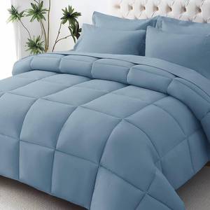 lot 5875 image: JOLLYVOGUE California King Comforter Set 7 Piece Bed in a Bag Dusty Blue