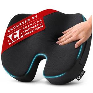 lot 5876 image: 5 Stars United Memory Foam Tailbone Seat Cushion 18 x 14 x 3 in Black