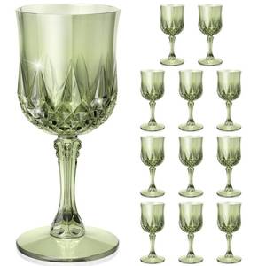 lot 5879 image: Prashent Disposable Plastic Wine Glasses 7.1oz Green 12 Pcs