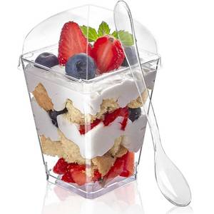 lot 5881 image: Zezzxu Dessert Cups with Lids and Spoons 5 oz 150 Pcs