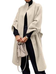 lot 5887 image: Cicy Bell Womens Long Pea Coat Oversized Open Front Cardigan Trench Coat