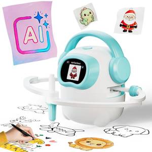 lot 5890 image: IBEED AI Drawing Robot for Kids 10000 Images Touchscreen Cyan  Retail $150