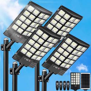 lot 5892 image: JWT Solar Street Lights Outdoor 30000LM 4 Pack Dusk to Dawn Motion Sensor  Retail $139.99
