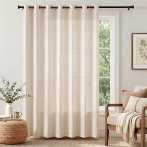 lot 5913 image: Jinchan Linen Curtain Panel 84 Inch Light Filtering Grommet Beige