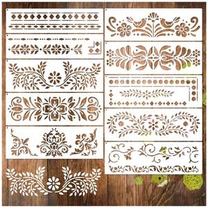lot 6062 image: Yhliua Corner Border Stencils Floral Lace Mexican Design 13 Pcs