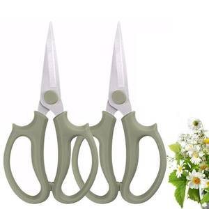 lot 6074 image: Leize Floral Shears Flower Scissors 8mm Pruning Grey Green Slender 2 Pack