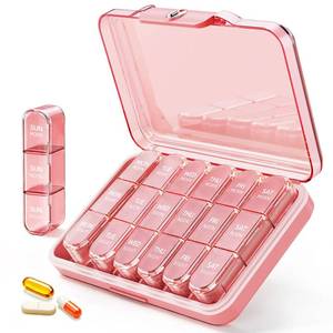 lot 6079 image: ZHIYES Weekly Pill Organizer 3X Daily 7 Day Detachable Pink