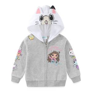 lot 6096 image: DreamWorks Gabbys Dollhouse Girls Fleece Zip Up Hoodie Grey