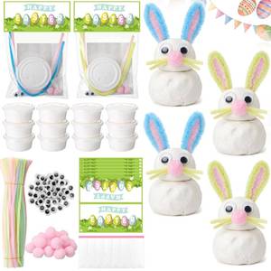 lot 9435 image: ForraFun 24 Sets Easter Craft Kits DIY Bunny Clay Ornaments for Adult