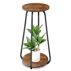 lot 9444 image: OugeWood Plant Stand Indoor, 2 Tier Metal Wood Plant Shelf for Living Room