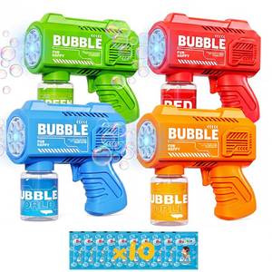 lot 9445 image: Panamalar 4 Pack Bubble Guns, Automatic Bubble Machine Gun for Kids Toddlers 5000 Bubbles Per Minute with LightSolution(4Bottle10 Refill), Outdoor Bubble Blower Toy Gift for Boy Girl Party Wedding