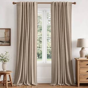 lot 9470 image: MIULEE 100% Blackout Linen Curtains for Bedroom 40W x 84L Cooper Brown